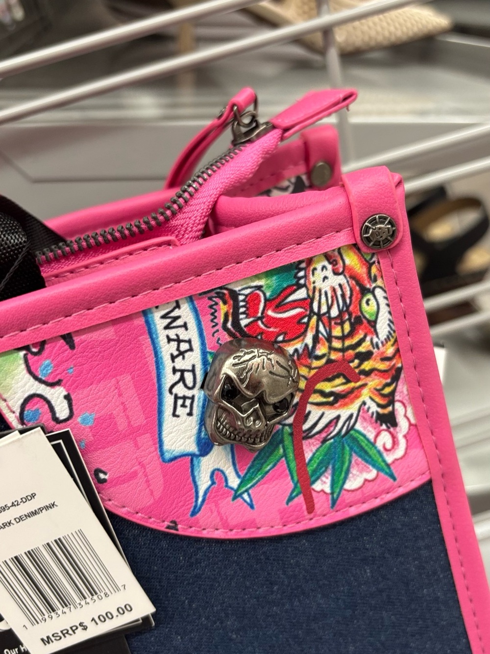 Ed Hardy Tote denim & pink NWT - Picture 4 of 11